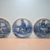 3 oude boterbordjes Delfts blauw