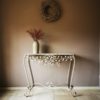 oud metalen Franse sidetable, tafeltje tuintafeltje