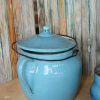 A003K- oude Franse emaille pot met deksel