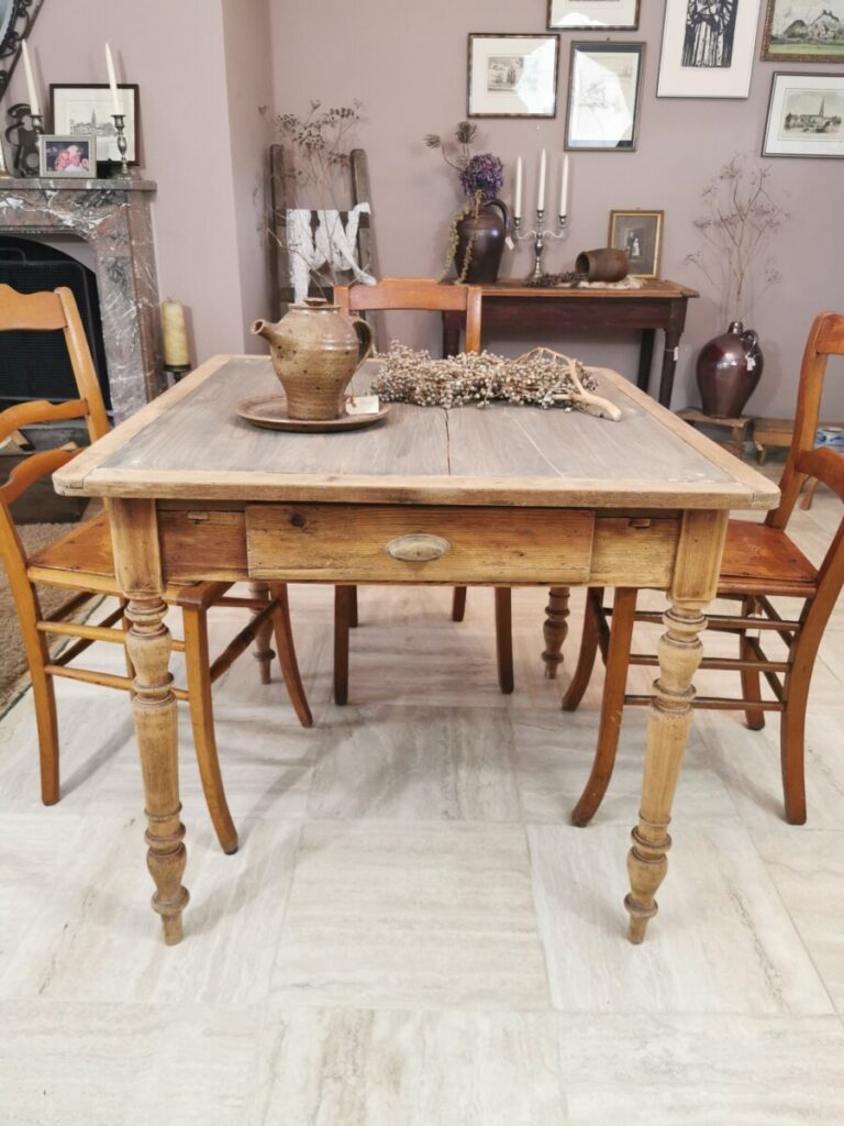 koma Eettafel met lade, keukentafel, eettafel, tafel, massief grenen, restaurant, elzenhout (120, 70