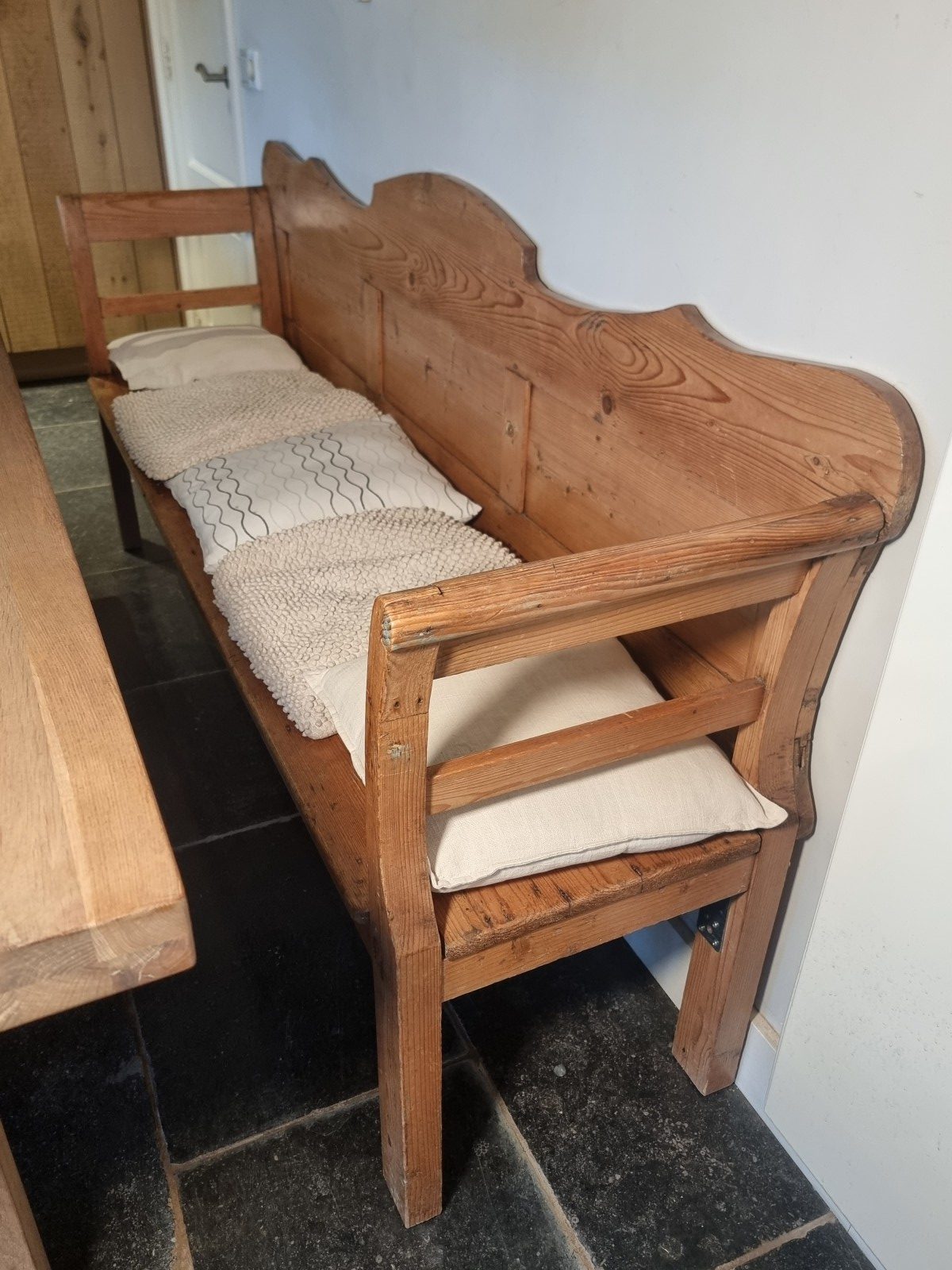 antieke landelijke grenen bank