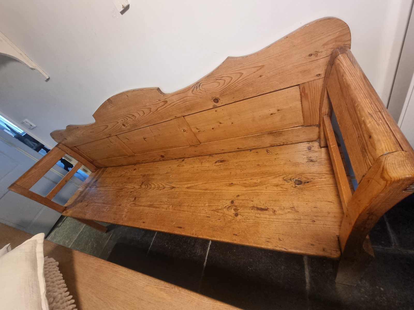 antieke landelijke grenen bank - Afbeelding 10