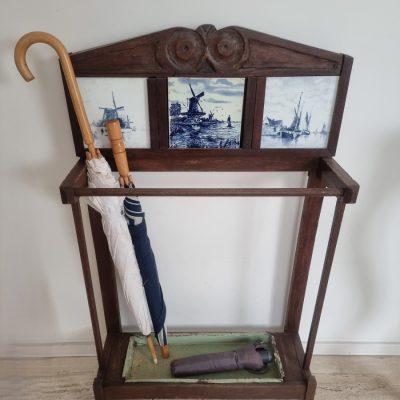 antieke houten paraplubak tegeltjes
