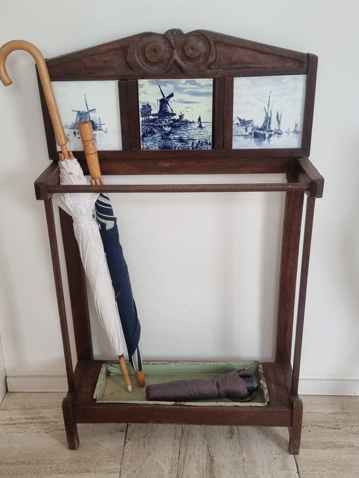 antieke houten paraplubak tegeltjes - Afbeelding 3
