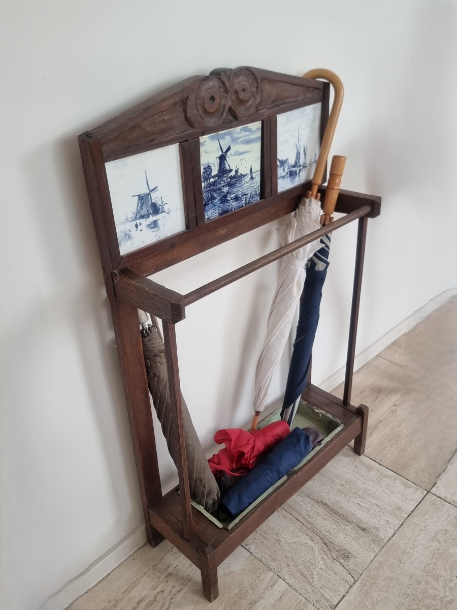 antieke houten paraplubak tegeltjes - Afbeelding 2