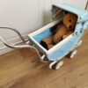 brocante metalen blauwe poppenwagen - Afbeelding 3