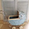 brocante metalen blauwe poppenwagen - Afbeelding 8