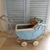 brocante metalen blauwe poppenwagen - Afbeelding 2