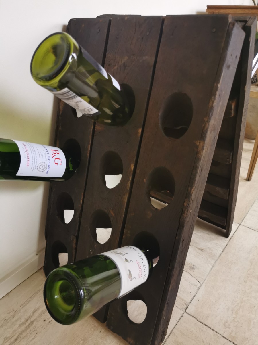Tegenslag aardbeving Gemaakt om te onthouden pupitre, oud houten wijnflessenrek, champagnerek - Santiline
